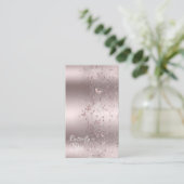 Roze Glitter Glans Fladder Vlinder Visitekaartje (Staand voorkant)