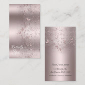 Roze Glitter Glans Fladder Vlinder Visitekaartje (Voorkant / Achterkant)
