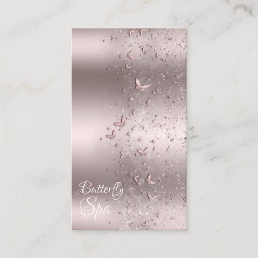 Roze Glitter Glans Fladder Vlinder Visitekaartje (Voorkant)