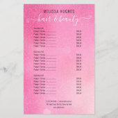 Roze Glitter Glans Salon Service Menu (Voorkant)