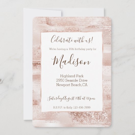 Roze Glitter Glans Sparkle Kaart (Voorkant)