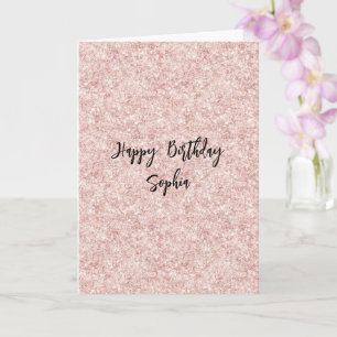 Roze Glitter Glans Verjaardag Kaart
