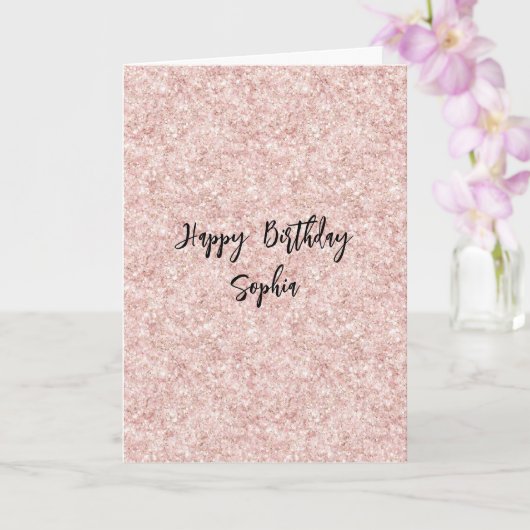 Roze Glitter Glans Verjaardag Kaart (Orchidee)