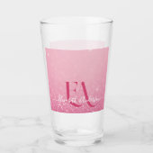 Roze Glitter Glass Cup met naam en Initialen Glas (Voorkant)