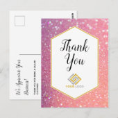 Roze Glitter Glinsters Dank U Logo Zakelijk Briefkaart (Voorkant / Achterkant)