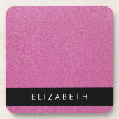 Roze Glitter, Glitter Achtergrond, Jouw naam Bier Onderzetter (Voorkant)