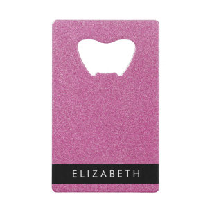 Roze Glitter, Glitter Achtergrond, Jouw naam Creditkaart Flessenopener