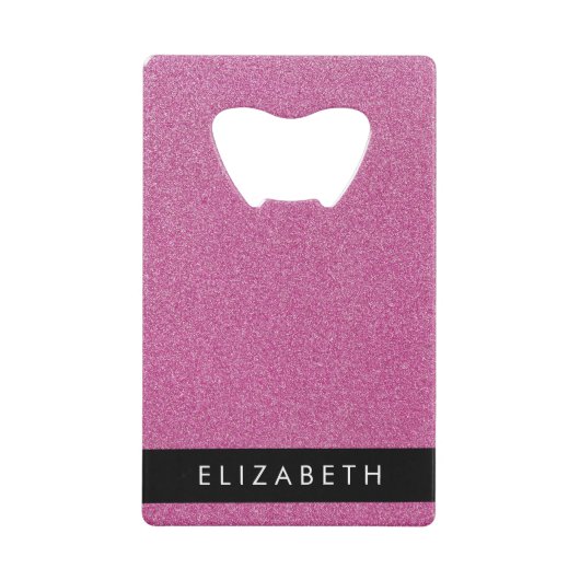 Roze Glitter, Glitter Achtergrond, Jouw naam Creditkaart Flessenopener (Voorkant)