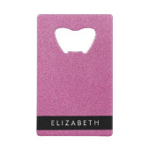 Roze Glitter, Glitter Achtergrond, Jouw naam Creditkaart Flessenopener (Achterkant)