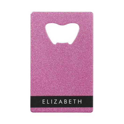 Roze Glitter, Glitter Achtergrond, Jouw naam Creditkaart Flessenopener (Achterkant)
