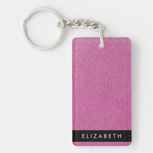 Roze Glitter, Glitter Achtergrond, Jouw naam Sleutelhanger (Voorkant)