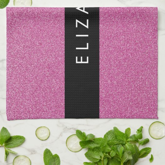 Roze Glitter, Glitter Achtergrond, Jouw naam Theedoek (Gevouwen)
