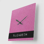 Roze Glitter, Glitter Achtergrond, Jouw naam Vierkante Klok (Hoek)