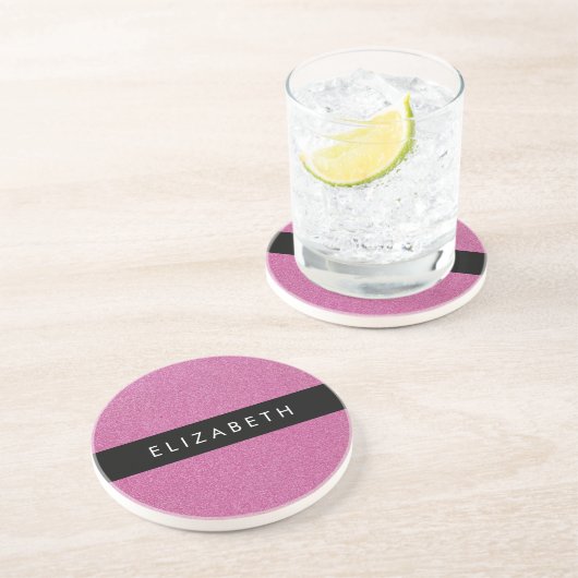 Roze Glitter, Glitter Achtergrond, Jouw naam Zandsteen Onderzetter (Zijkant)