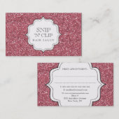 Roze Glitter Glitz Glam Hair Stylist Kaarten Afsprakenkaartje (Voorkant / Achterkant)