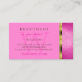 Roze Glitter Gold Border Ornamental met Monogram Visitekaartje (Achterkant)
