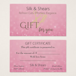 Roze Glitter & Gold Hair Studio Cadeaubon Visitekaartje