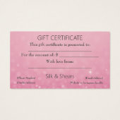 Roze Glitter & Gold Hair Studio Cadeaubon Visitekaartje (Achterkant)