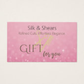 Roze Glitter & Gold Hair Studio Cadeaubon Visitekaartje (Voorkant)