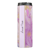 *~* Roze Glitter Gold Veins Marble Thermal Tumbler Thermosbeker (Achterkant)