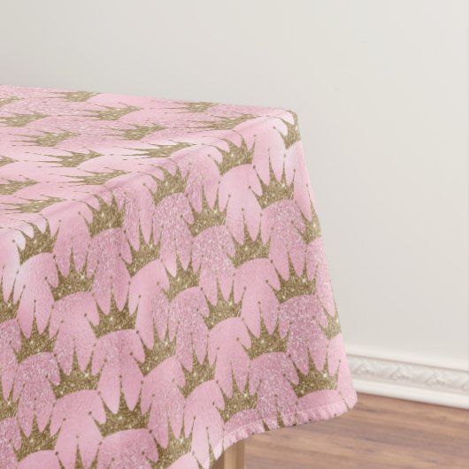 Roze Glitter Golden Crown Tafelkleed (Voorbeeld)