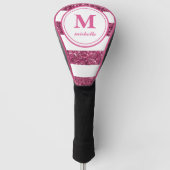 Roze Glitter | Golf | monogram met gepersonaliseer Golfheadcover (Voorkant)