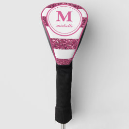 Roze Glitter | Golf | monogram met gepersonaliseer Golfheadcover
