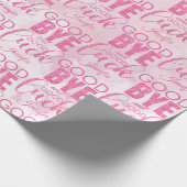 Roze glitter Goodbye en Good Luck Cadeaupapier (Hoek)