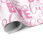 Roze glitter Goodbye en Good Luck Cadeaupapier (Rol Hoek)