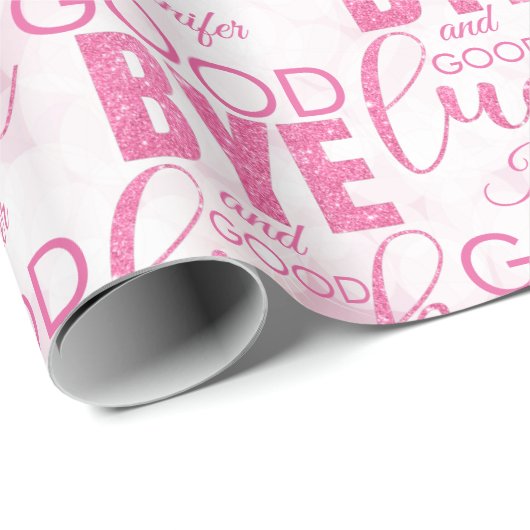 Roze glitter Goodbye en Good Luck Cadeaupapier (Rol Hoek)