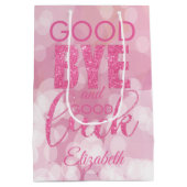 Roze glitter Goodbye en Good Luck Medium Cadeauzakje (Achterkant)