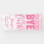 Roze glitter Goodbye en Good Luck Spandoek (Horizontaal)