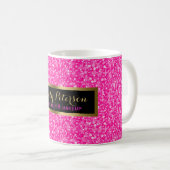 Roze Glitter Goud Lijst Koffiemok (Voorkant rechts)