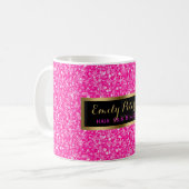 Roze Glitter Goud Lijst Koffiemok (Voorkant links)