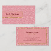 Roze Glitter Gouden Accenten 2 Visitekaartje (Voorkant / Achterkant)
