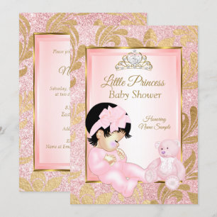Roze Glitter Gouden Baby Shower Beer Kaart