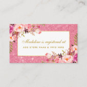 Roze Glitter Gouden Douche Registry Insert Kaart (Voorkant)