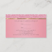 Roze Glitter Gouden Streep Visitekaartje (Achterkant)