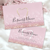 Roze Glitter Gouden Tand Whitening Visitekaartje