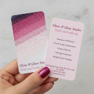 Roze glitter gradient Elegant nagelsalon schoonhei Visitekaartje