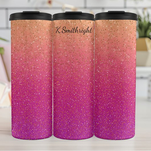 Roze Glitter Gradient Sparkle Texture Thermosbeker