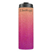 Roze Glitter Gradient Sparkle Texture Thermosbeker (Voorkant)