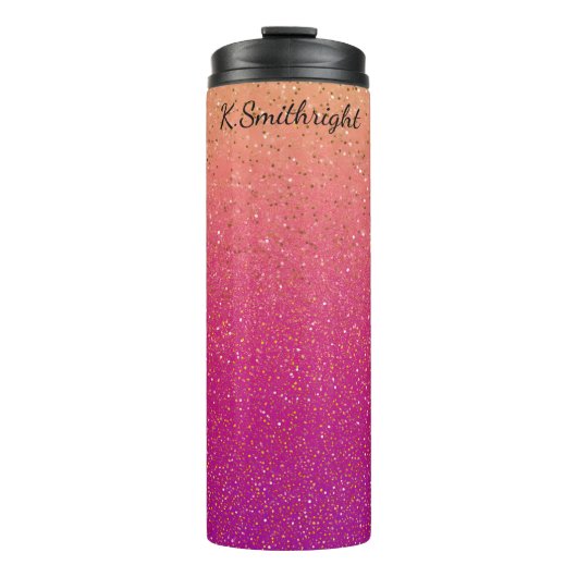 Roze Glitter Gradient Sparkle Texture Thermosbeker (Voorkant)