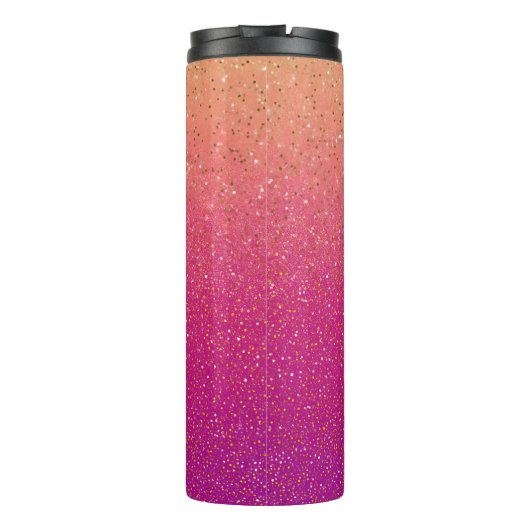Roze Glitter Gradient Sparkle Texture Thermosbeker (Achterkant)