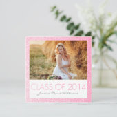 Roze Glitter Graduation Party Invitations Kaart (Staand voorkant)