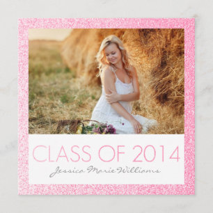 Roze Glitter Graduation Party Invitations Kaart