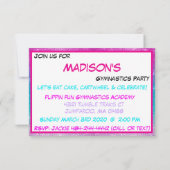 Roze Glitter Gymnastiek Verjaardag Uitnodiging (Achterkant)
