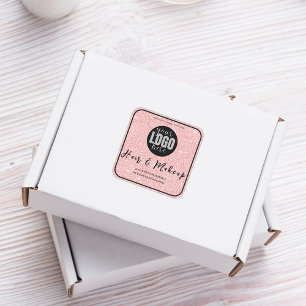 Roze glitter Hair Make-up Logo voor zakelijk merk Vierkante Sticker