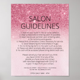 Roze Glitter Hair Salon Covid Health Safety Poster