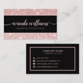 Roze Glitter Handgeschreven Kalligrafie Visitekaar Visitekaartje (Voorkant / Achterkant)